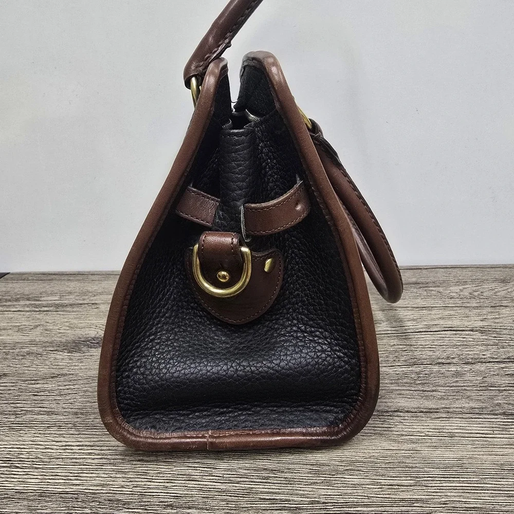 VTG Dooney & Bourke 'All Weather' Black Tan Zip-top Satchel‎ Handbag & Wallet